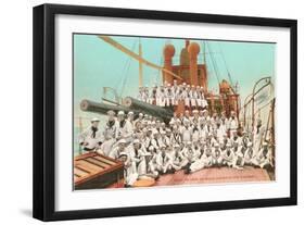 Navy Crew on Board US Warship-null-Framed Art Print