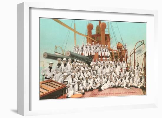 Navy Crew on Board US Warship-null-Framed Art Print