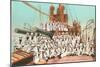 Navy Crew on Board US Warship-null-Mounted Art Print