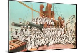 Navy Crew on Board US Warship-null-Mounted Art Print