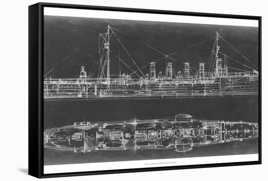 Navy Cruiser Blueprint-Ethan Harper-Framed Stretched Canvas