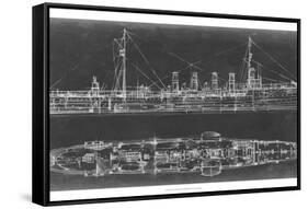 Navy Cruiser Blueprint-Ethan Harper-Framed Stretched Canvas