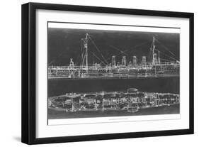 Navy Cruiser Blueprint-Ethan Harper-Framed Art Print