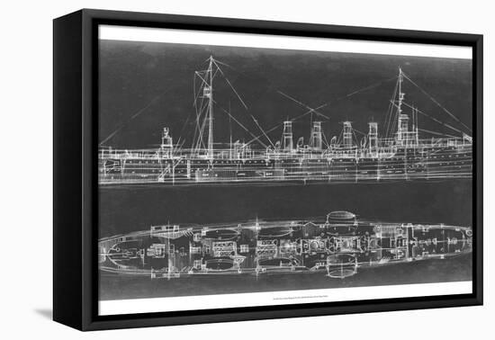 Navy Cruiser Blueprint-Ethan Harper-Framed Stretched Canvas
