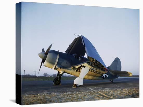 Navy Curtiss-Wright Sb2c Helldiver with Wings Folded Up-null-Stretched Canvas