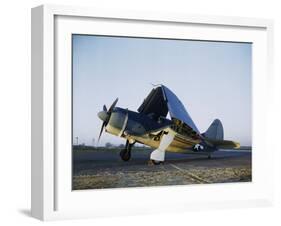 Navy Curtiss-Wright Sb2c Helldiver with Wings Folded Up-null-Framed Photographic Print