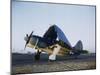 Navy Curtiss-Wright Sb2c Helldiver with Wings Folded Up-null-Mounted Photographic Print