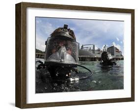 Navy Diver Wearing a MK-20 Diving Mask-Stocktrek Images-Framed Photographic Print