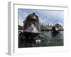 Navy Diver Wearing a MK-20 Diving Mask-Stocktrek Images-Framed Photographic Print