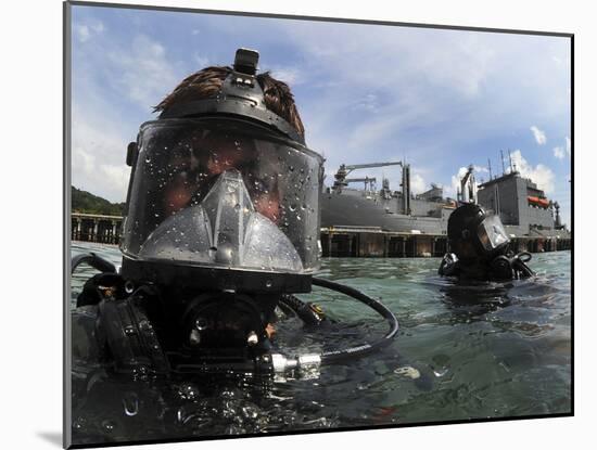 Navy Diver Wearing a MK-20 Diving Mask-Stocktrek Images-Mounted Photographic Print