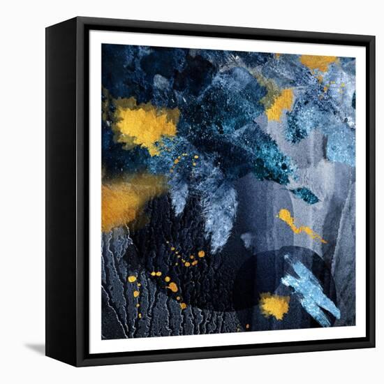 Navy Gold Abstract-Urban Epiphany-Framed Stretched Canvas