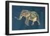 Navy Gold Elephant-OnRei-Framed Art Print