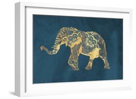 Navy Gold Elephant-OnRei-Framed Art Print