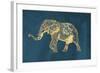 Navy Gold Elephant-OnRei-Framed Art Print