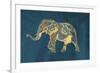 Navy Gold Elephant-OnRei-Framed Art Print