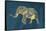 Navy Gold Elephant-OnRei-Framed Stretched Canvas