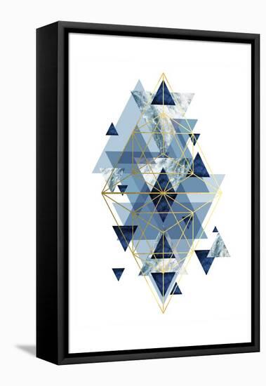 Navy Gold   Geometric-Urban Epiphany-Framed Stretched Canvas