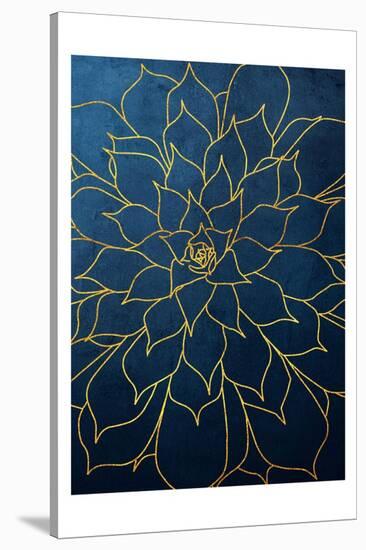 Navy Gold Succulent 1-Urban Epiphany-Stretched Canvas