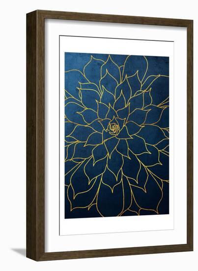 Navy Gold Succulent 1-Urban Epiphany-Framed Art Print