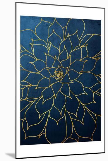 Navy Gold Succulent 1-Urban Epiphany-Mounted Art Print