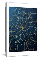 Navy Gold Succulent 1-Urban Epiphany-Stretched Canvas