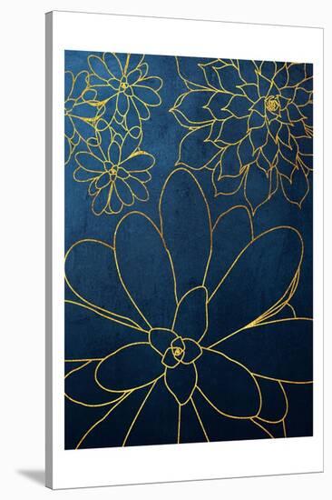 Navy Gold Succulent 2-Urban Epiphany-Stretched Canvas