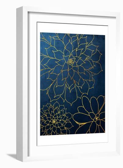 Navy Gold Succulent 3-Urban Epiphany-Framed Art Print