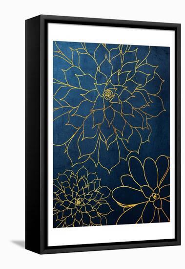 Navy Gold Succulent 3-Urban Epiphany-Framed Stretched Canvas