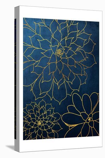 Navy Gold Succulent 3-Urban Epiphany-Stretched Canvas