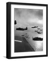 Navy Grumman Avenger Torpedo Bombers Flying Toward Their First Naval Air Strike on Japan-W^ Eugene Smith-Framed Photographic Print