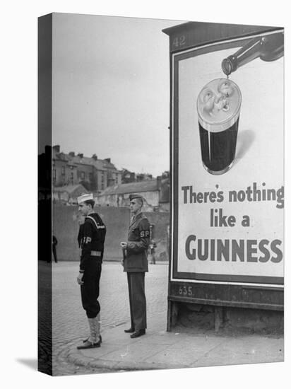 Navy/Marine Shore Patrolmen On Duty at Railway Station near US Naval Operations Base-David Scherman-Stretched Canvas