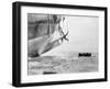 Navy Men Escaping Sinking Submarine by Boat-null-Framed Premium Photographic Print