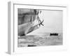 Navy Men Escaping Sinking Submarine by Boat-null-Framed Premium Photographic Print