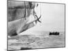 Navy Men Escaping Sinking Submarine by Boat-null-Mounted Premium Photographic Print