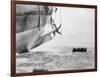 Navy Men Escaping Sinking Submarine by Boat-null-Framed Photographic Print