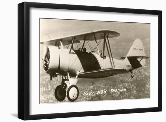 Navy N3N Trainer Biplane-null-Framed Art Print