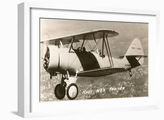 Navy N3N Trainer Biplane-null-Framed Art Print