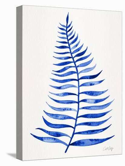 Navy Palm Leaf-Cat Coquillette-Stretched Canvas