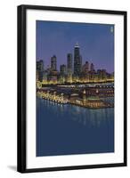 Navy Pier and Chicago Skyline - NO TEXT-Lantern Press-Framed Art Print