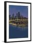 Navy Pier and Chicago Skyline - NO TEXT-Lantern Press-Framed Art Print