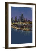 Navy Pier and Chicago Skyline - NO TEXT-Lantern Press-Framed Art Print