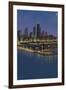 Navy Pier and Chicago Skyline - NO TEXT-Lantern Press-Framed Art Print