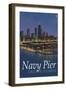 Navy Pier and Chicago Skyline-Lantern Press-Framed Art Print