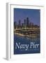 Navy Pier and Chicago Skyline-Lantern Press-Framed Art Print