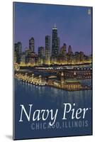 Navy Pier and Chicago Skyline-Lantern Press-Mounted Art Print