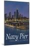 Navy Pier and Chicago Skyline-Lantern Press-Mounted Art Print