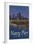 Navy Pier and Chicago Skyline-Lantern Press-Framed Art Print