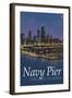 Navy Pier and Chicago Skyline-Lantern Press-Framed Art Print