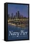 Navy Pier and Chicago Skyline-Lantern Press-Framed Stretched Canvas