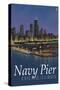 Navy Pier and Chicago Skyline-Lantern Press-Stretched Canvas